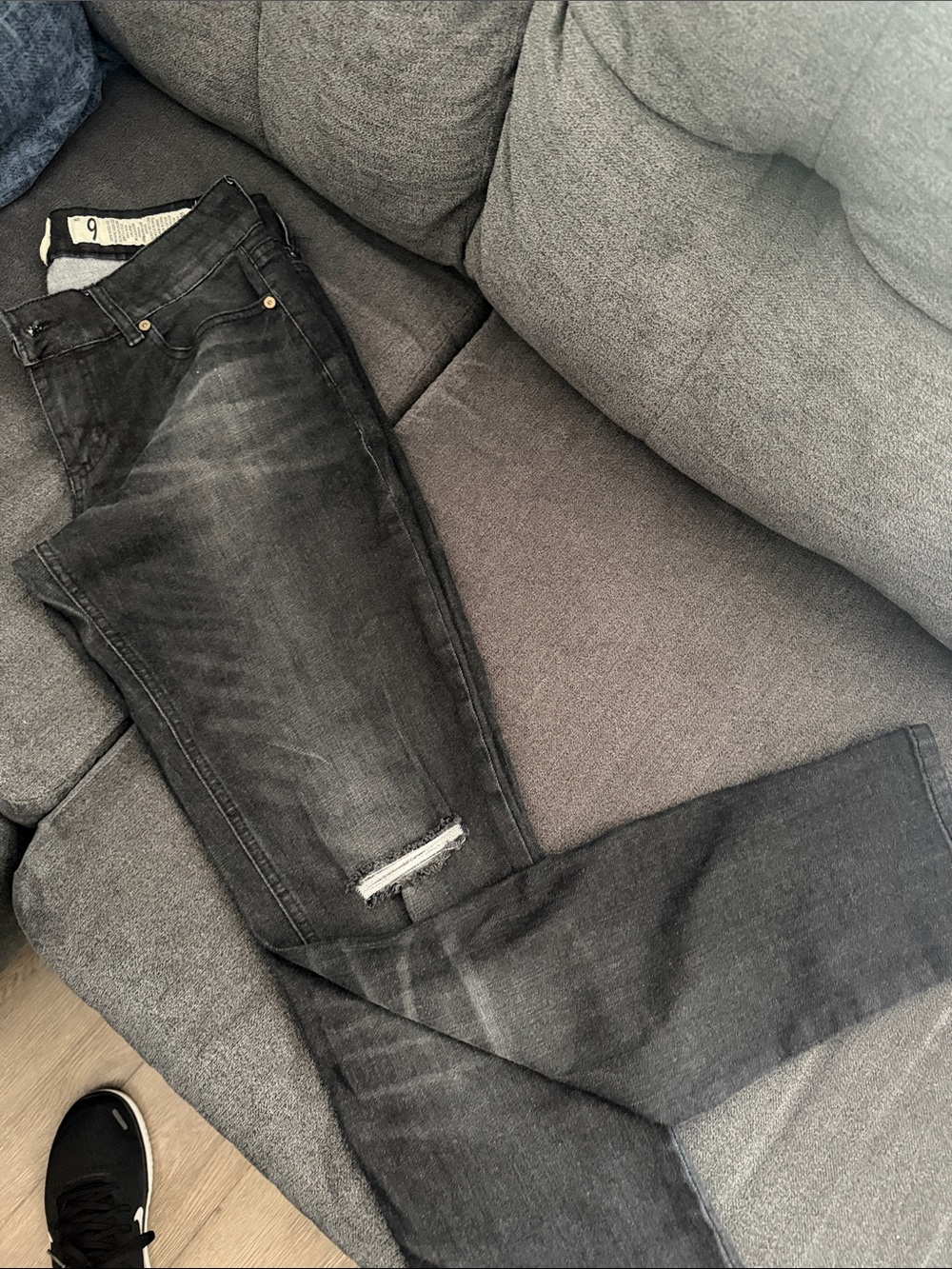 Indigo Rein Men's Black Washed Skinny Jeans with Slight Knee Rip